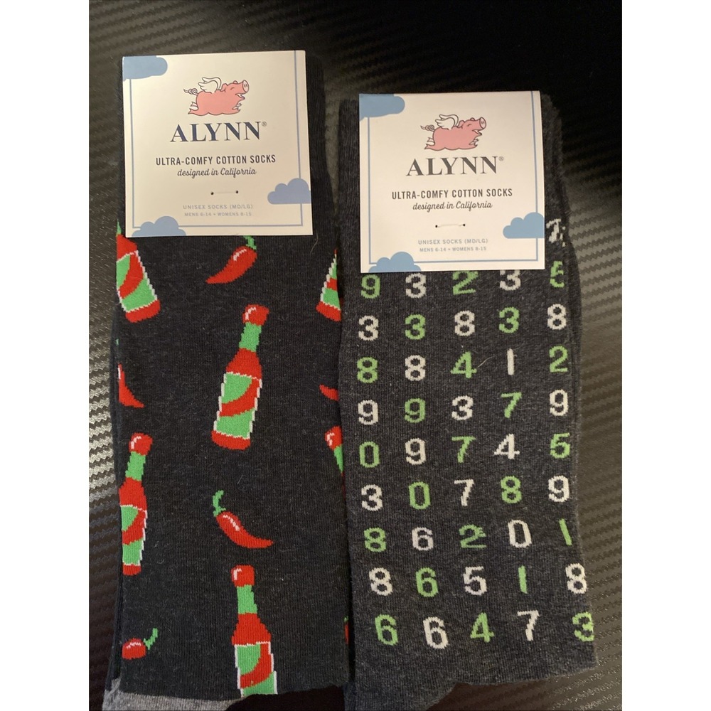 Alynn Socks - Hot Sauce & Number Socks (Brand New) Unisex One Size Fits Most